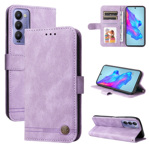 

For Tecno Camon 18 / 18 Pro Skin Feel Life Tree Metal Button Leather Phone Case(Purple)