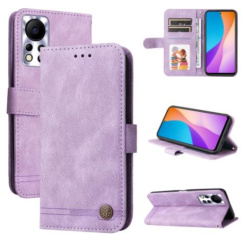 

For Infinix Hot 11s NFC Skin Feel Life Tree Metal Button Leather Phone Case(Purple)