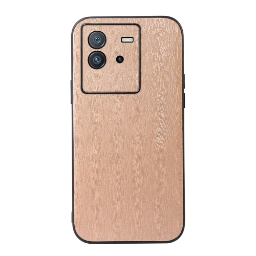 

For vivo iQOO Neo6 Wood Texture PU Phone Case(Gold)