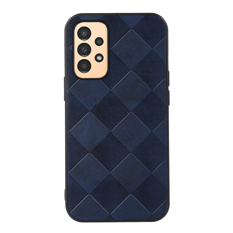 

For Samsung Galaxy A13 4G Weave Plaid PU Phone Case(Blue)