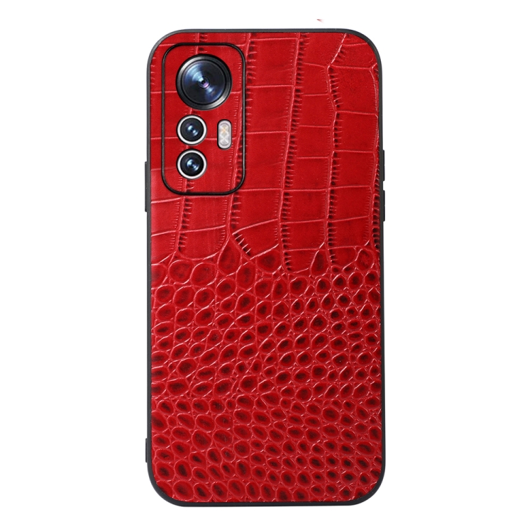 

For Xiaomi 12 Lite Crocodile Top Layer Cowhide Leather Phone Case(Red)