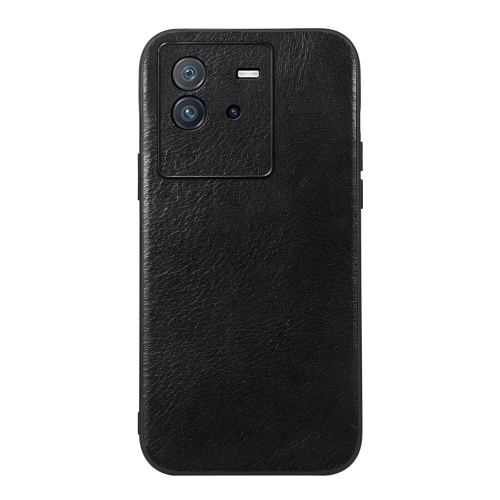

For vivo iQOO Neo6 Genuine Leather Double Color Crazy Horse Phone Case(Black)