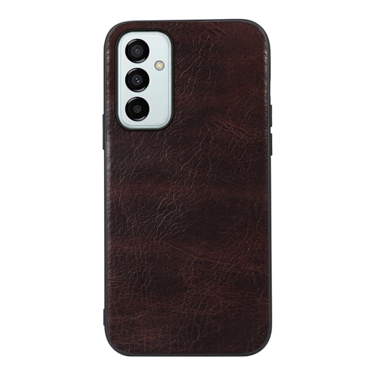 

For Samsung Galaxy M23 / F23 5G Genuine Leather Double Color Crazy Horse Phone Case(Coffee)