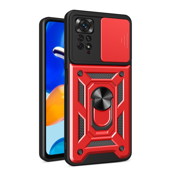 

For Xiaomi Redmi Note 11 Pro Global Sliding Camera Cover Design TPU+PC Protective Phone Case(Red)