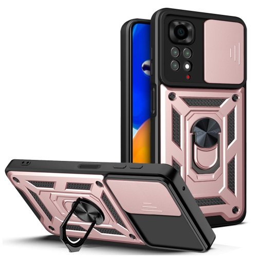

For Xiaomi Redmi Note 11S Sliding Camera Cover Design TPU+PC Protective Phone Case(Rose Gold)