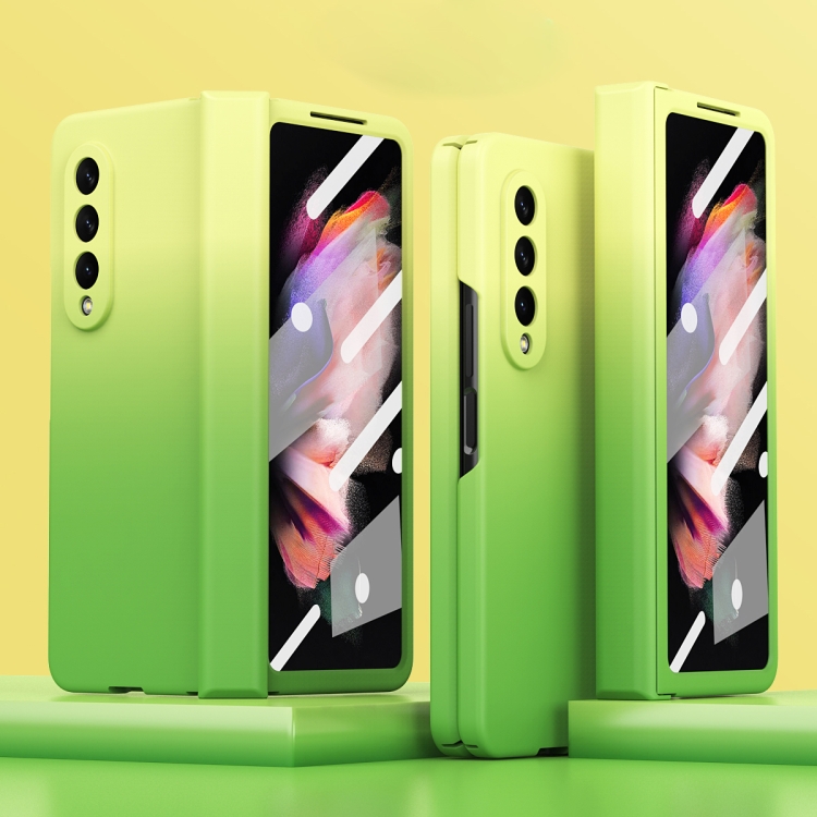 

For Samsung Galaxy Z Fold3 5G Colorful Gradient Tempered Film Integrated Phone Case(Green)