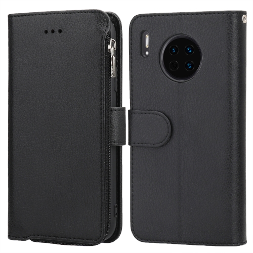 

For Huawei Mate 30 Microfiber Zipper Horizontal Flip Leather Case(Black)