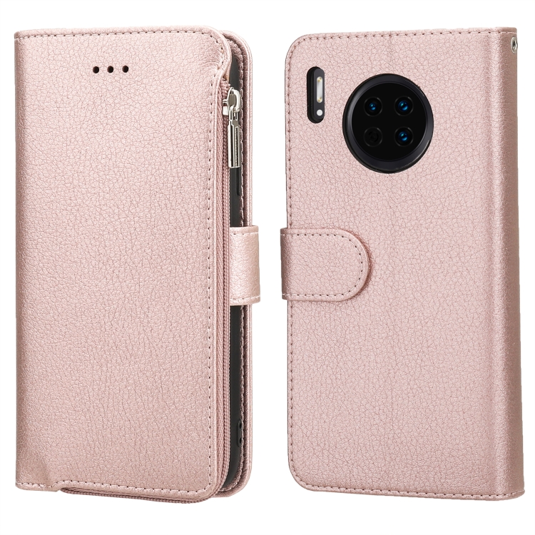 

For Huawei Mate 30 Microfiber Zipper Horizontal Flip Leather Case(Rose Gold)