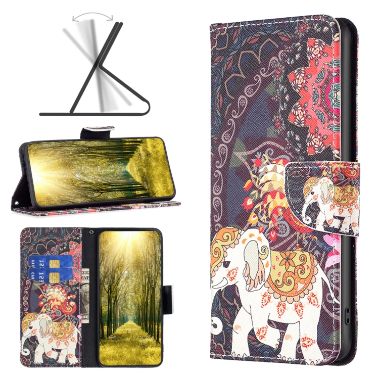 

For Xiaomi Poco M4 Pro Colored Drawing Pattern Flip Leather Phone Case(Flowers Elephant)