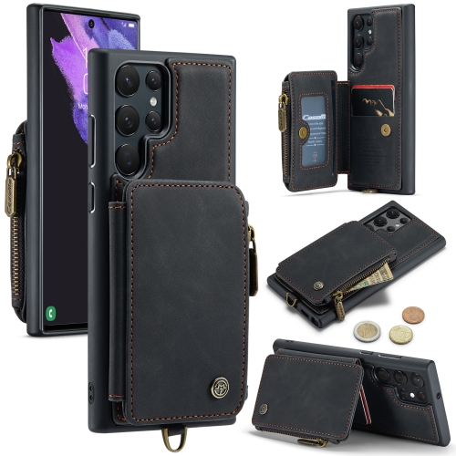 

For Samsung Galaxy S22 Ultra CaseMe C20 Multifunctional Leather Phone Case(Black)