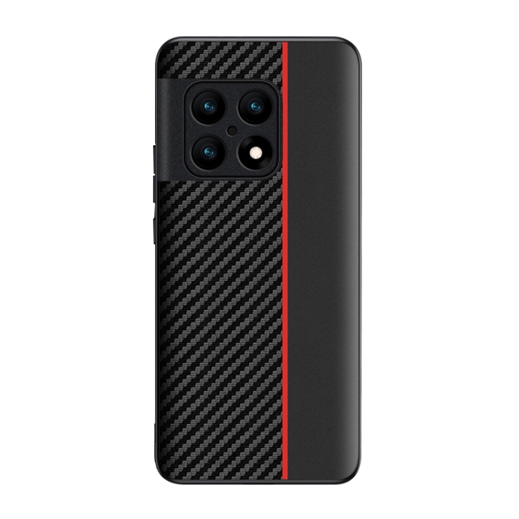 

For OnePlus 10 5G Ultra-thin Carbon Fiber Texture Splicing Phone Case(Red)