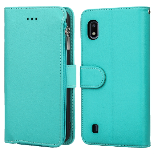 

For Samsung Galaxy A10 Microfiber Zipper Horizontal Flip Leather Case(Green)