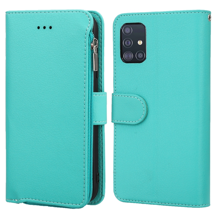 

For Samsung Galaxy A51 Microfiber Zipper Horizontal Flip Leather Case(Green)