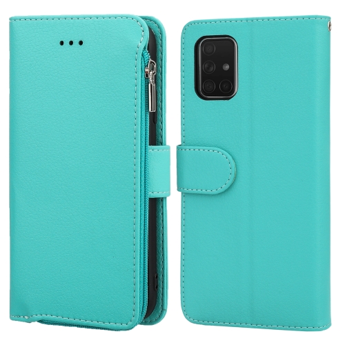 

For Samsung Galaxy A71 Microfiber Zipper Horizontal Flip Leather Case(Green)