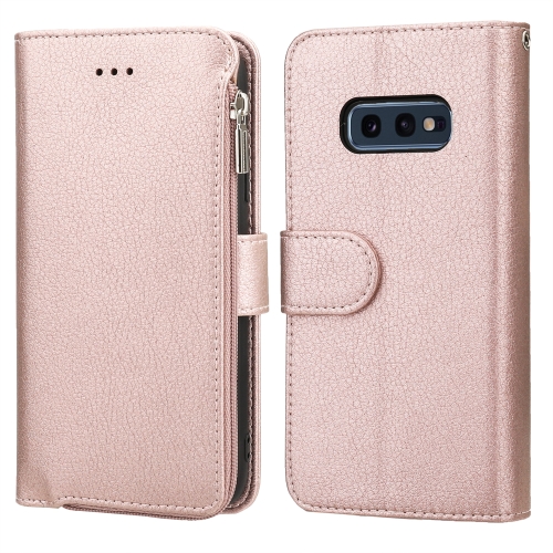 

For Samsung Galaxy S10e Microfiber Zipper Horizontal Flip Leather Case(Rose Gold)