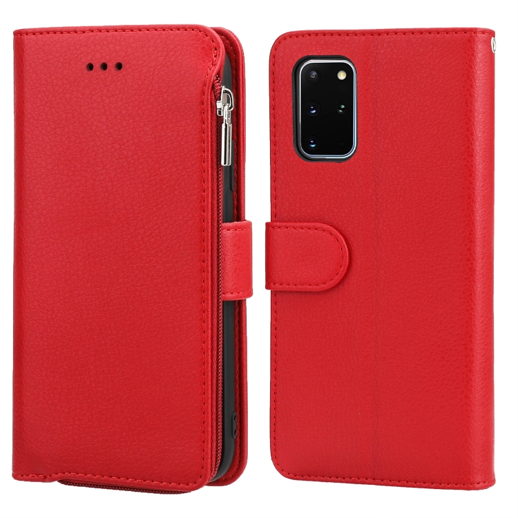 

For Samsung Galaxy S20 Microfiber Zipper Horizontal Flip Leather Case(Red)