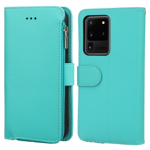 

For Samsung Galaxy S20 Ultra Microfiber Zipper Horizontal Flip Leather Case(Green)