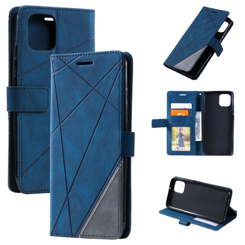 

For Samsung Galaxy A03 164mm Skin Feel Splicing Leather Phone Case(Blue)