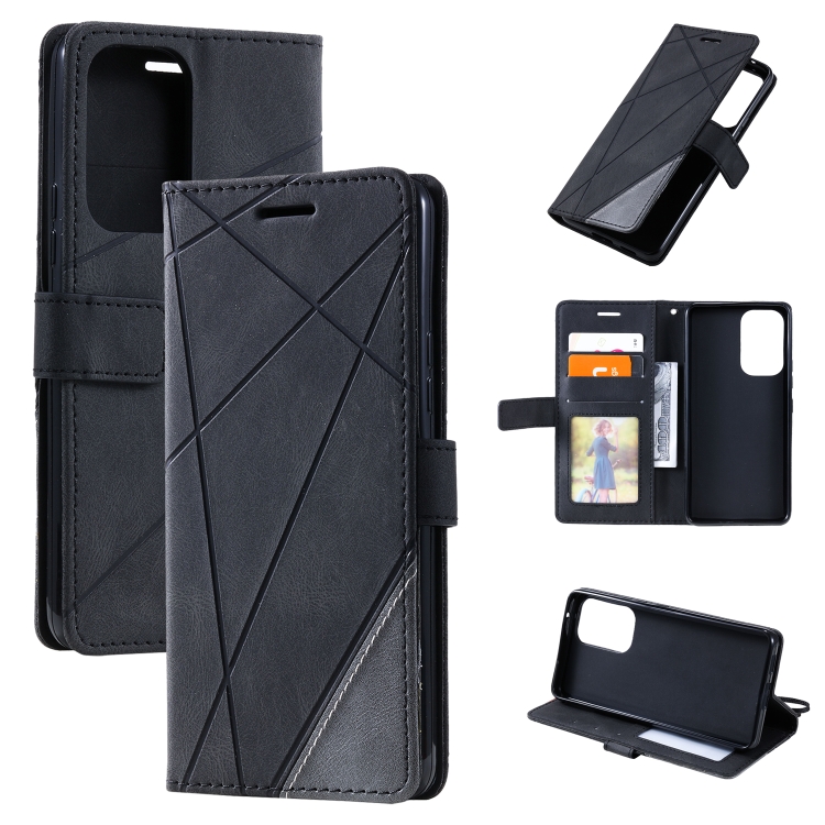 

For Samsung Galaxy A53 5G Skin Feel Splicing Leather Phone Case(Black)