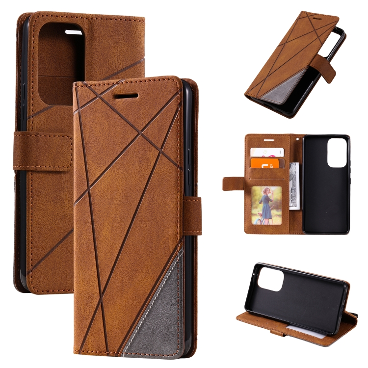 

For Samsung Galaxy A33 5G Skin Feel Splicing Leather Phone Case(Brown)