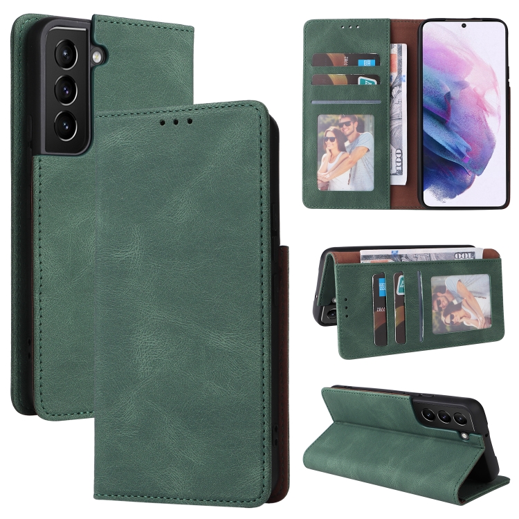 

For Samsung Galaxy S22+ 5G Simple Suction Closure Leather Phone Case(Green)