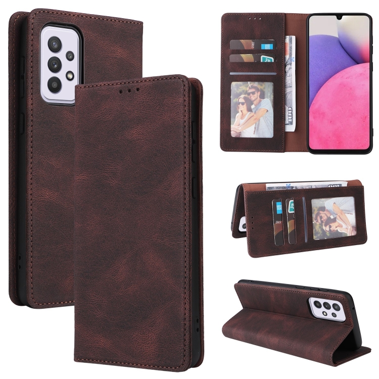 

For Samsung Galaxy A33 5G Simple Suction Closure Leather Phone Case(Brown)