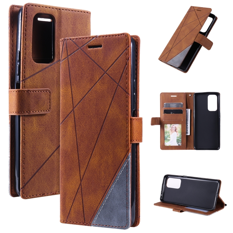 

For Xiaomi 11T Skin Feel Splicing Leather Phone Case(Brown)