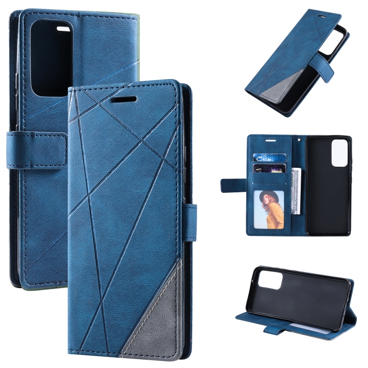 

For Xiaomi Redmi Note 11 Skin Feel Splicing Leather Phone Case(Blue)