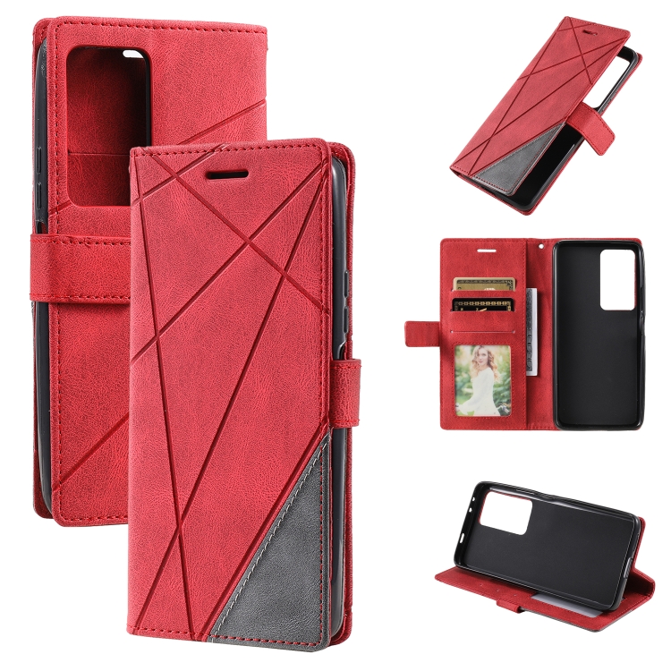 

For Xiaomi Redmi K40S Skin Feel Splicing Leather Phone Case(Red)