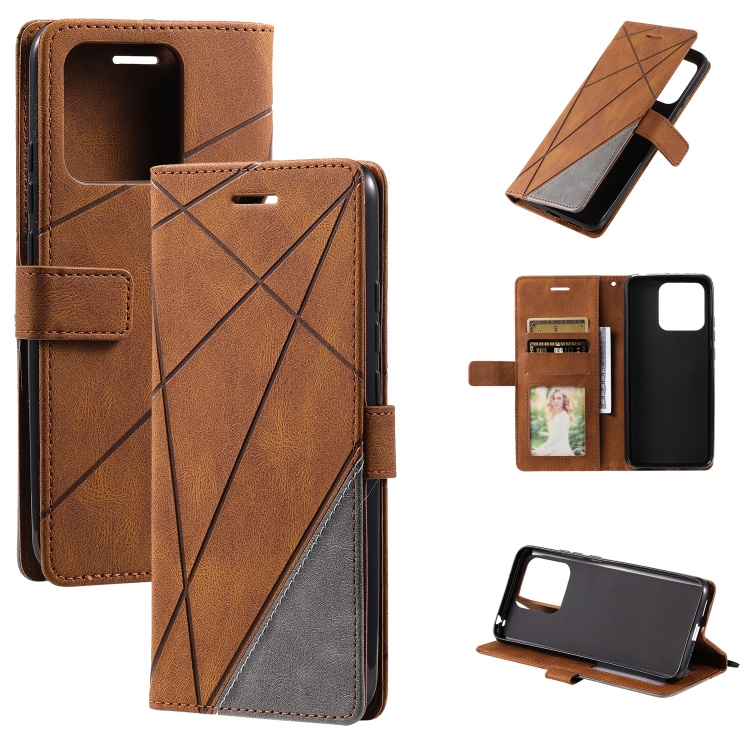 

For Xiaomi Redmi 10C 4G Global/10 India Skin Feel Splicing Leather Phone Case(Brown)