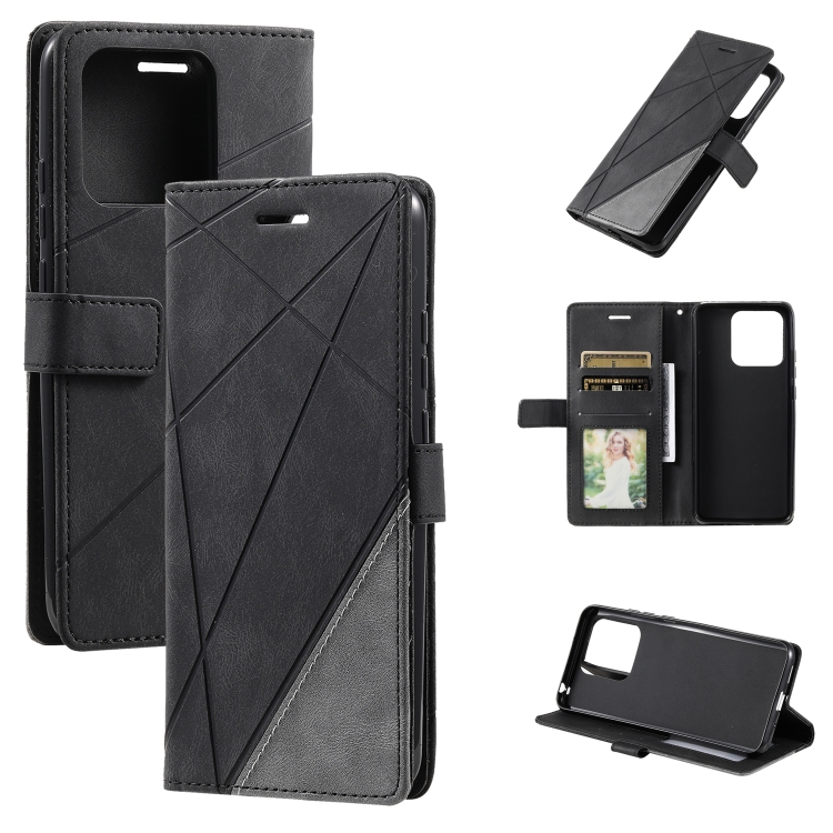 

For Xiaomi Redmi 10C 4G Global/10 India Skin Feel Splicing Leather Phone Case(Black)