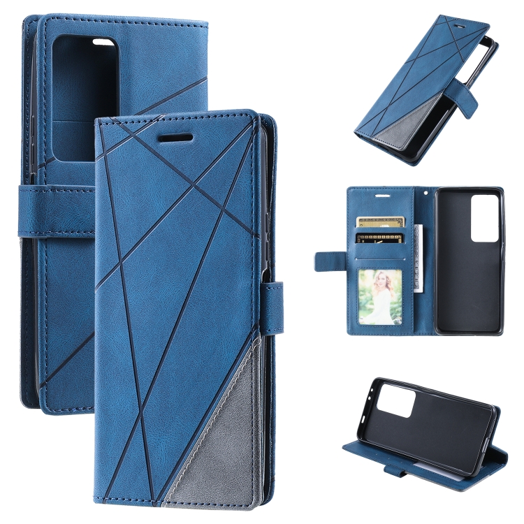 

For Xiaomi Redmi K50 / K50 Pro Skin Feel Splicing Leather Phone Case(Blue)