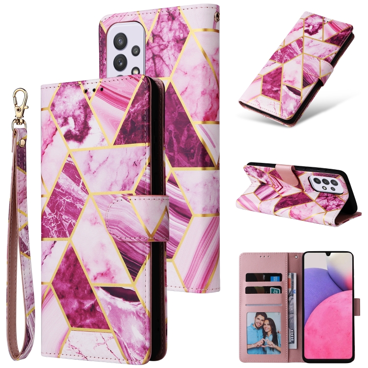 

For Samsung Galaxy A33 5G Marble Bronzing Stitching Leather Phone Case(Purple)