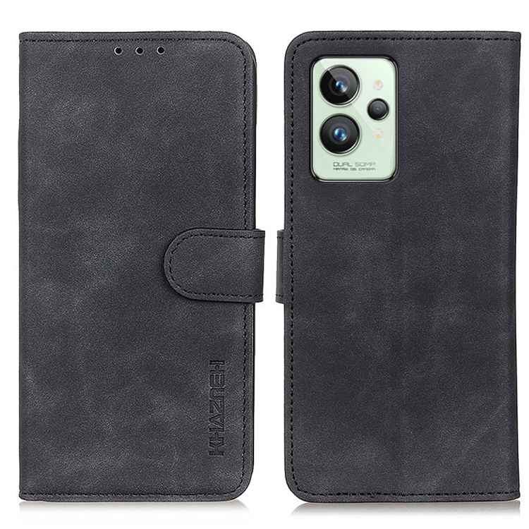 

For OPPO Realme GT2 Pro KHAZNEH Retro Texture Horizontal Flip Leather Phone Case(Black)