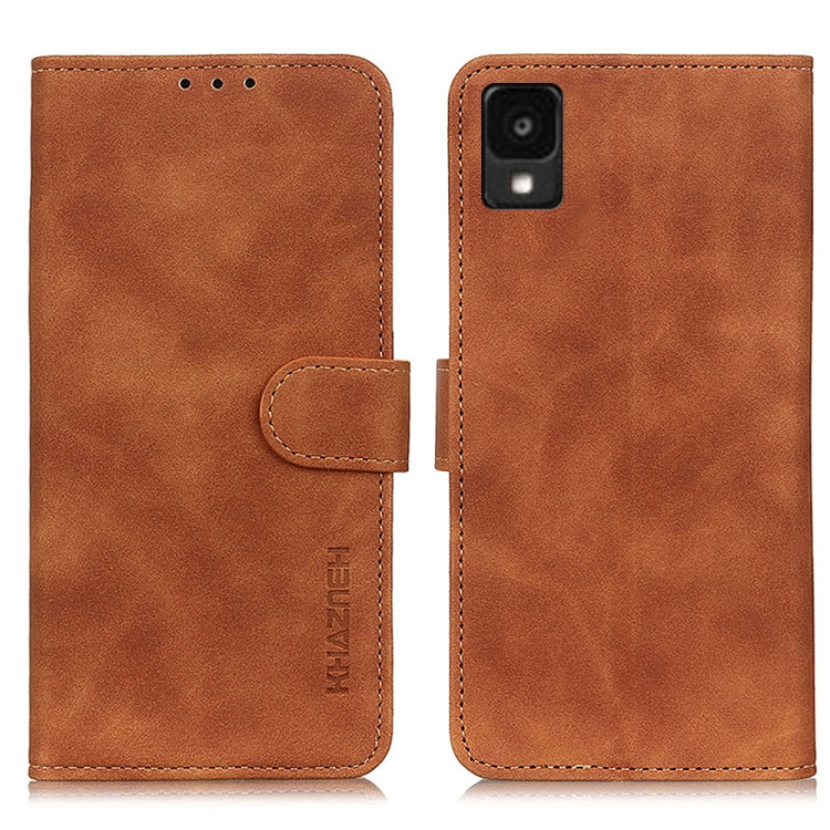 

For TCL 30 Z KHAZNEH Retro Texture Horizontal Flip Leather Phone Case(Brown)