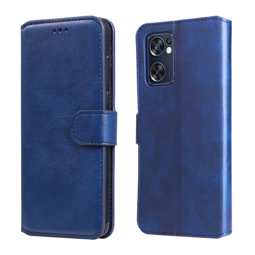 

For OPPO Reno7 SE 5G Classic Calf Texture Flip Leather Case(Blue)