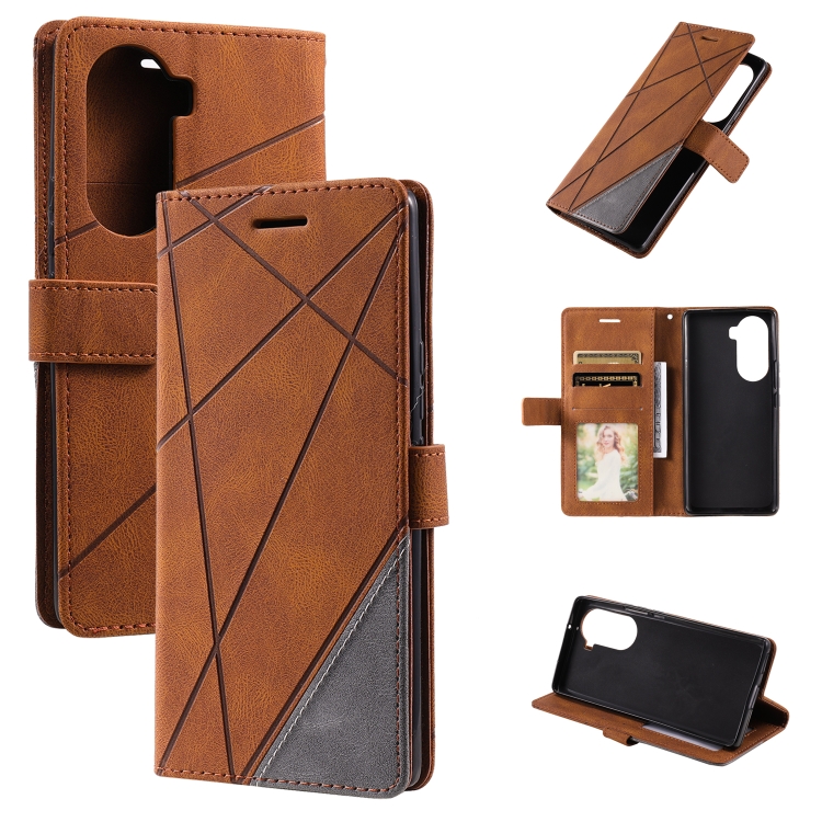 

For Honor 60 Pro Skin Feel Splicing Leather Phone Case(Brown)