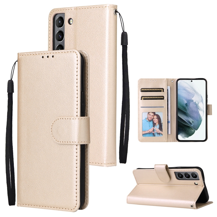 

For Samsung Galaxy S22 5G 3 Card Slots Multifunctional Leather Phone Case(Gold)