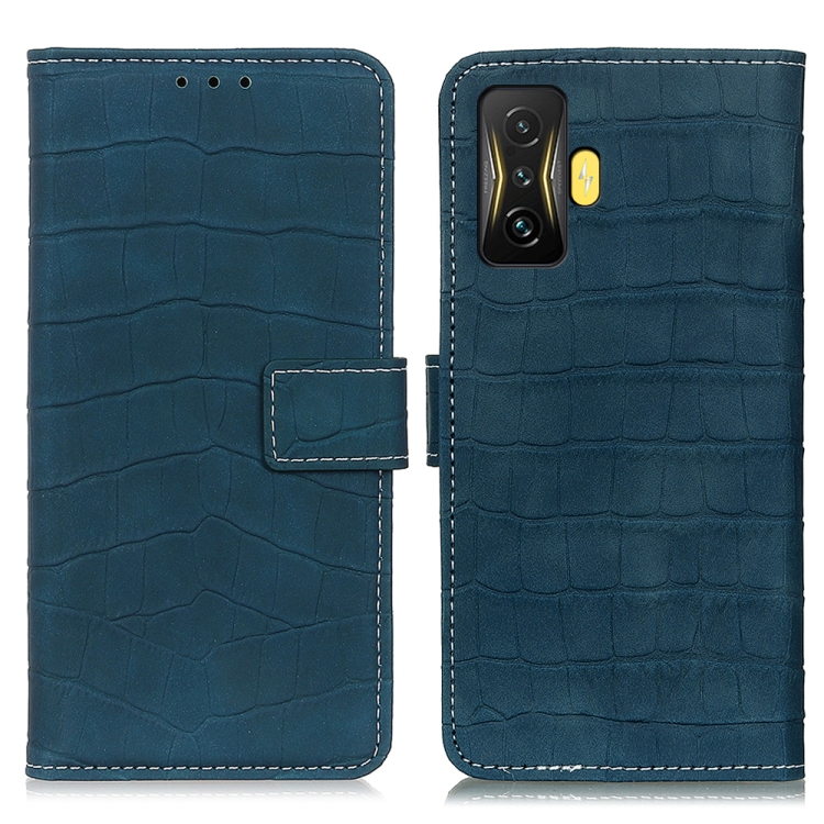 

For Xiaomi Poco F4 GT 5G Crocodile Texture Leather Phone Case(Dark Green)