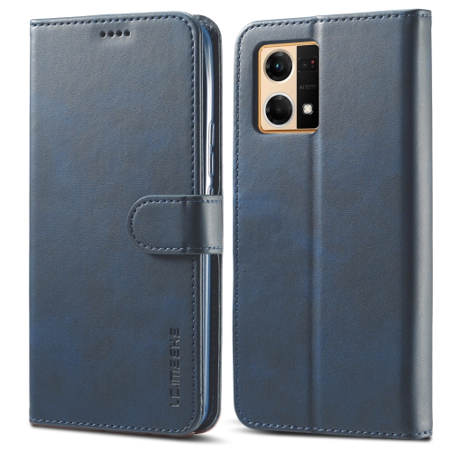 

For OPPO Reno7 4G / F21 Pro 4G LC.IMEEKE Calf Texture Leather Phone Case(Blue)