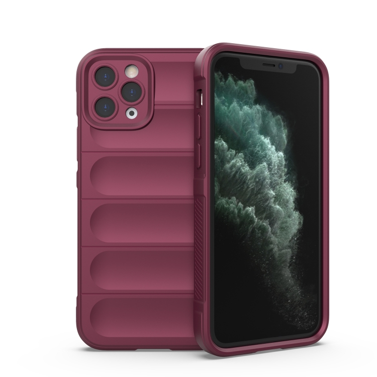 

For iPhone 11 Pro Max Magic Shield TPU + Flannel Phone Case (Wine Red)