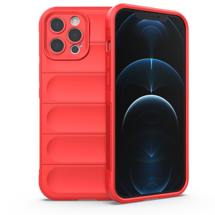 

For iPhone 12 Pro Max Magic Shield TPU + Flannel Phone Case(Red)