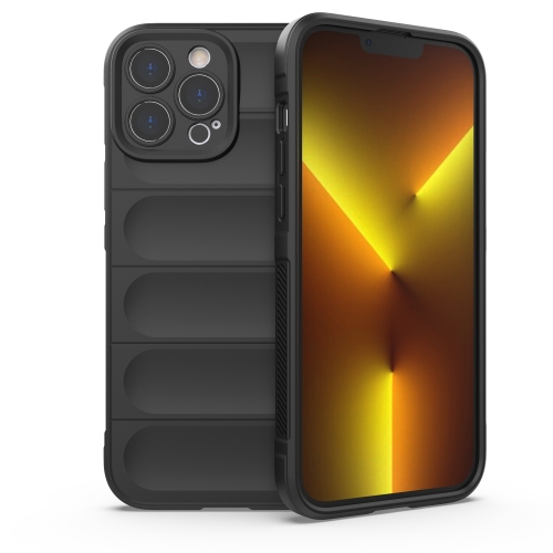 

For iPhone 13 Pro Max Magic Shield TPU + Flannel Phone Case (Black)
