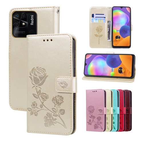 

For Xiaomi Redmi 10C Rose Embossed Leather Phone Case(Gold)