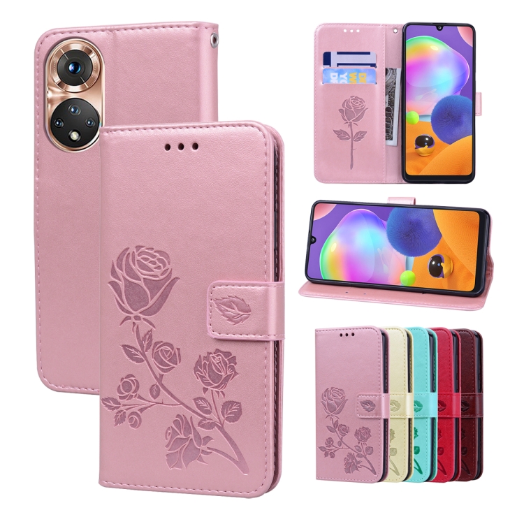 

For Huawei nova 9 Rose Embossed Leather Phone Case(Rose Gold)