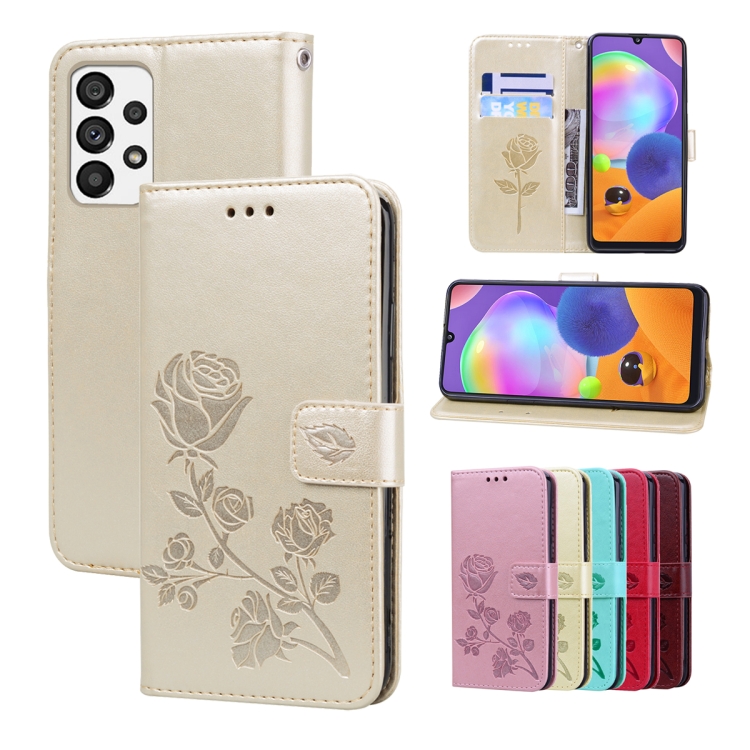 

For Samsung Galaxy A13 4G Rose Embossed Leather Phone Case(Gold)