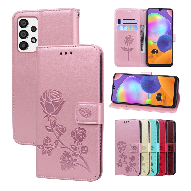 

For Samsung Galaxy A23 Rose Embossed Leather Phone Case(Rose Gold)