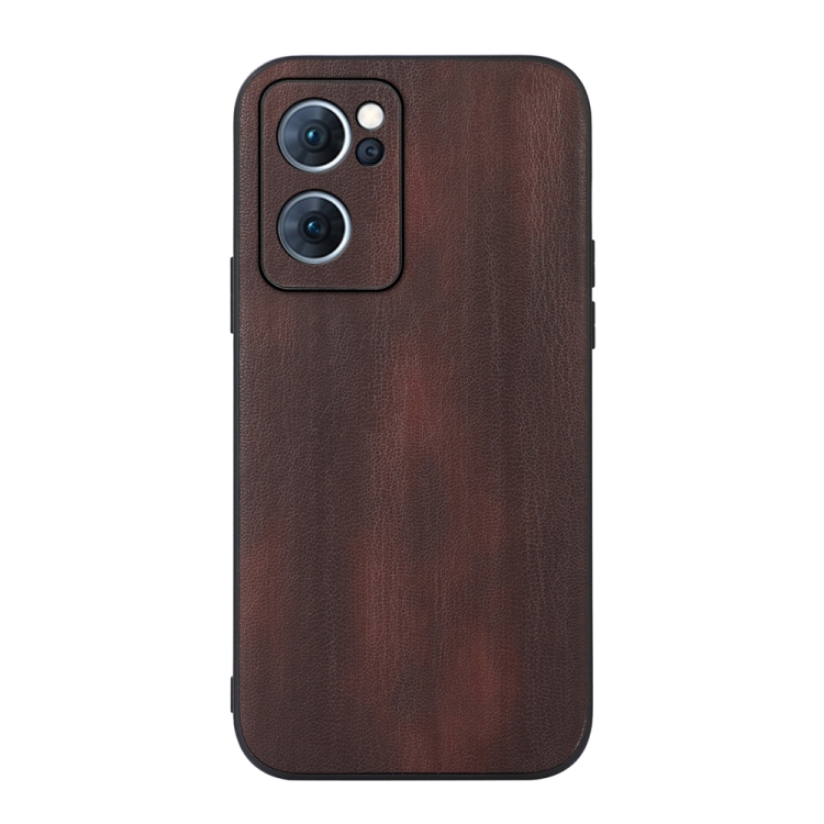 

For OPPO Reno7 5G Chinese Version Yellow Cow Texture PU Phone Case(Coffee)