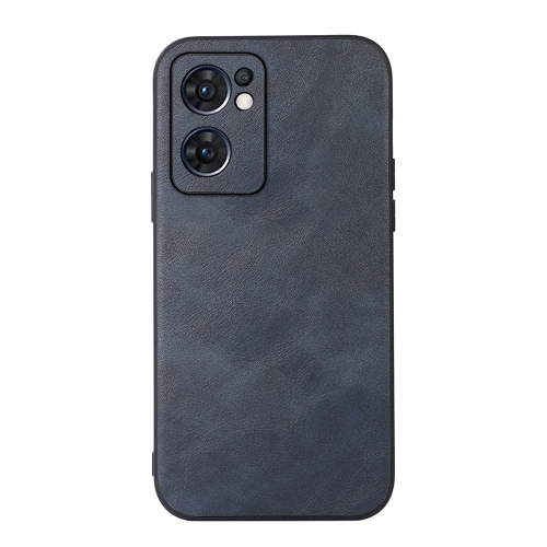 

For OPPO Reno7 5G International Version Cowhide Texture PU Phone Case(Blue)