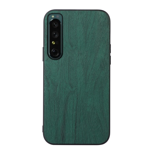 For Sony Xperia 1 IV Wood Texture PU Phone Case(Green)